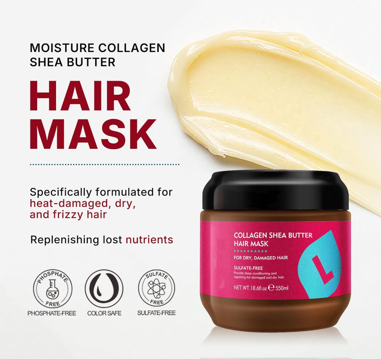 Collagen Shea Butter Hair Mask for Dry Damaged Hair