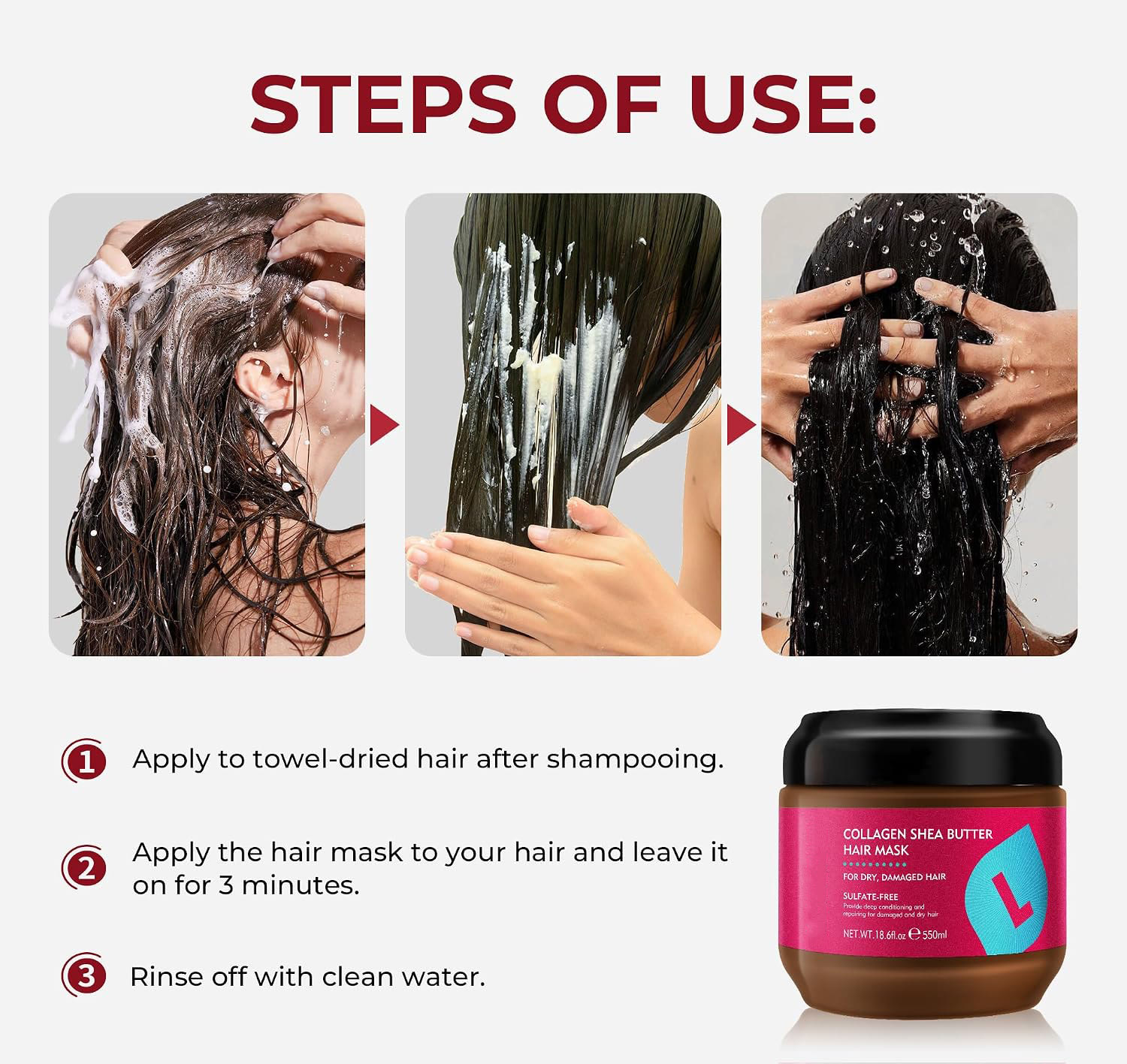 Collagen Shea Butter Hair Mask Deep Repair Conditioning  - image 7