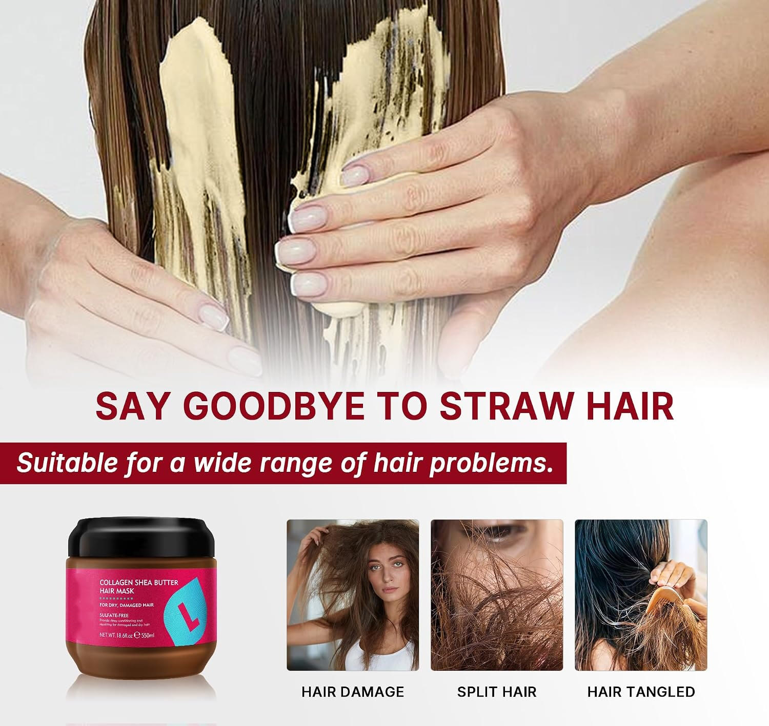 Collagen Shea Butter Hair Mask Deep Repair Conditioning  - image 8