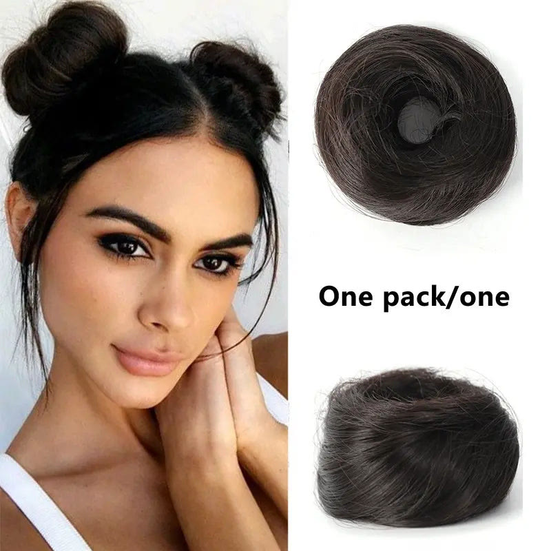 Synthetic Messy Bun Hair Piece forWomen Curly Updo Scrunchie Extension for Instant Volume and a High Crown - Medium Brown - 3PCS - image 12