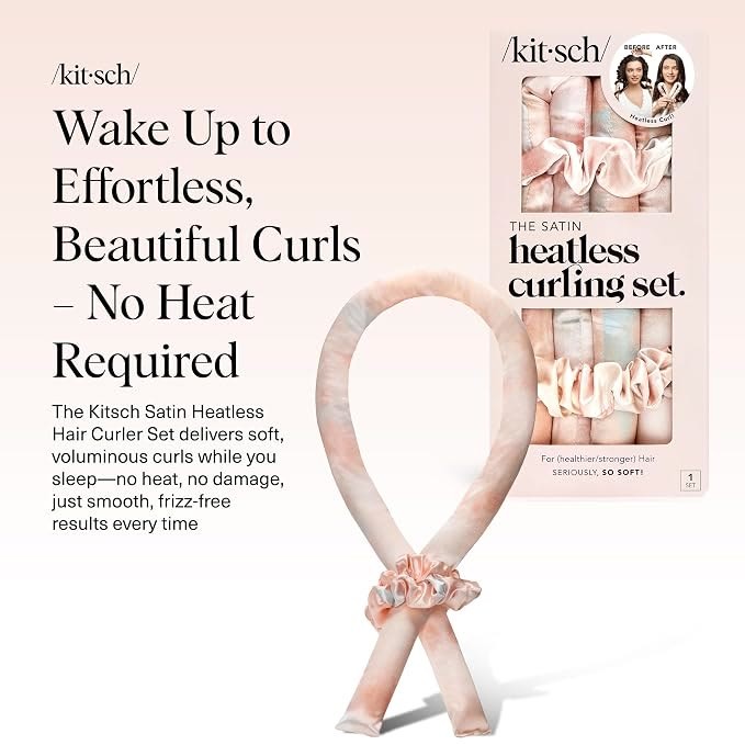 Satin Heatless Curling Set Soft Rod and Scrunchies