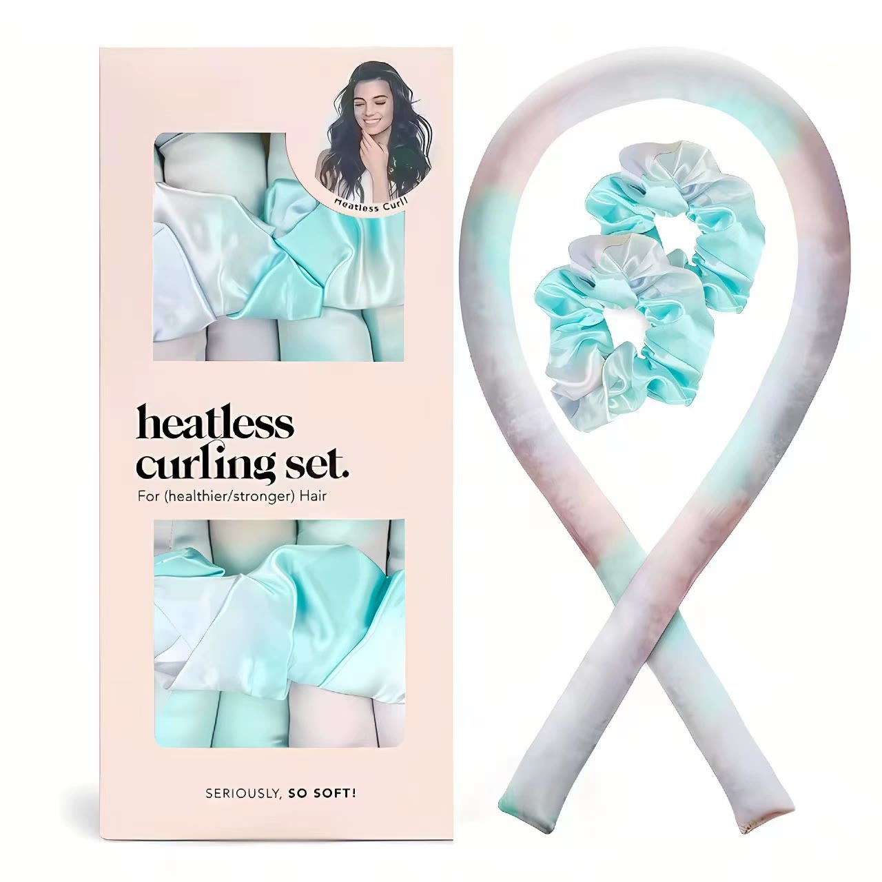 Satin Heatless Curls Overnight Set - Sunset Tie Dye - Greenish-blue tie-dye set - Buy 2 Get 2 FREE - image 12