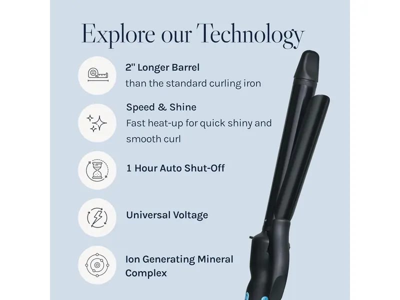  Long Barrel Curling Iron - Hair Curler Adjustable Heat Settings Effortless Voluminous Curls & Waves  - image 2