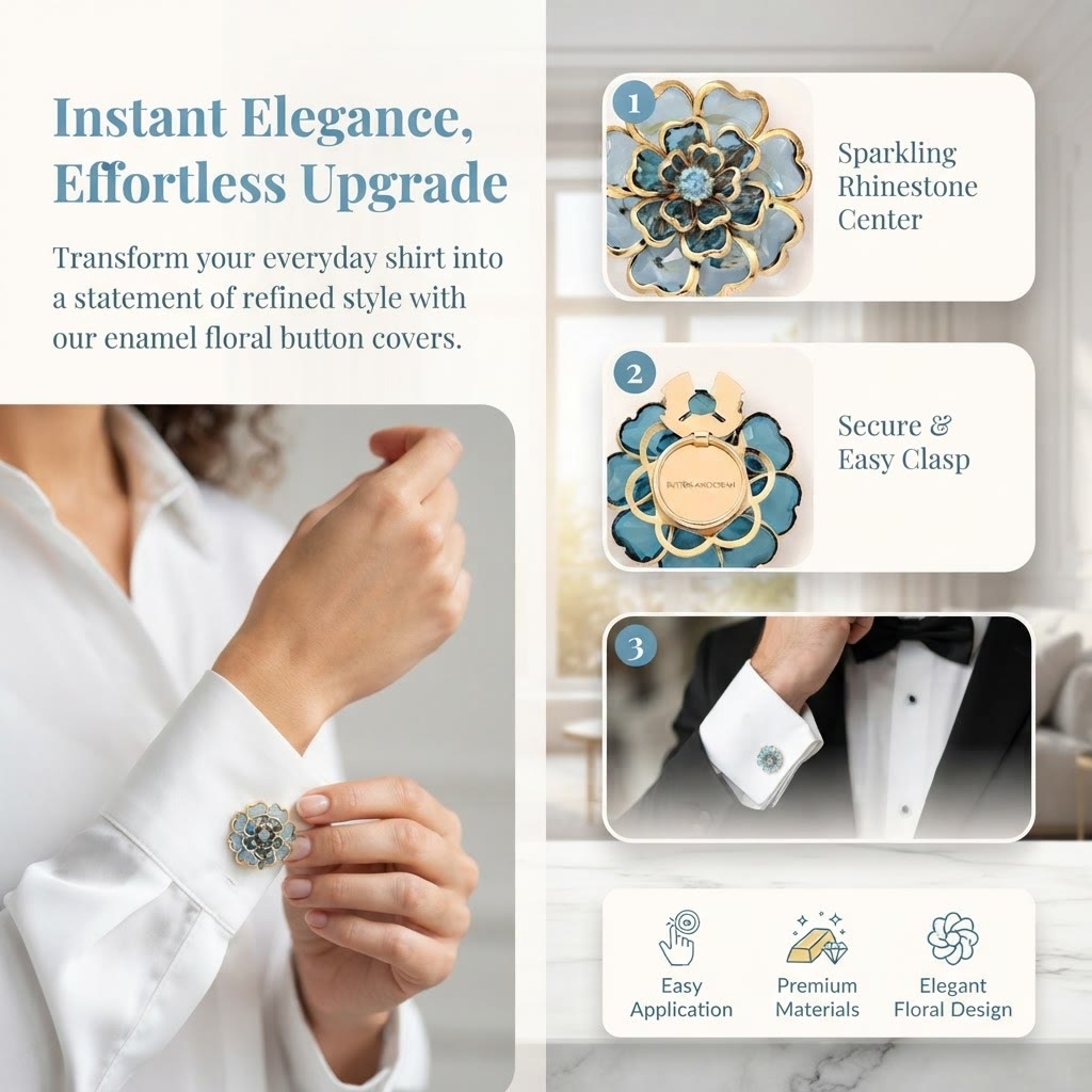 Exquisite Acrylic Camellia Button Cover | DIY Shirt Cuff & Collar Decor Accessories - image 2