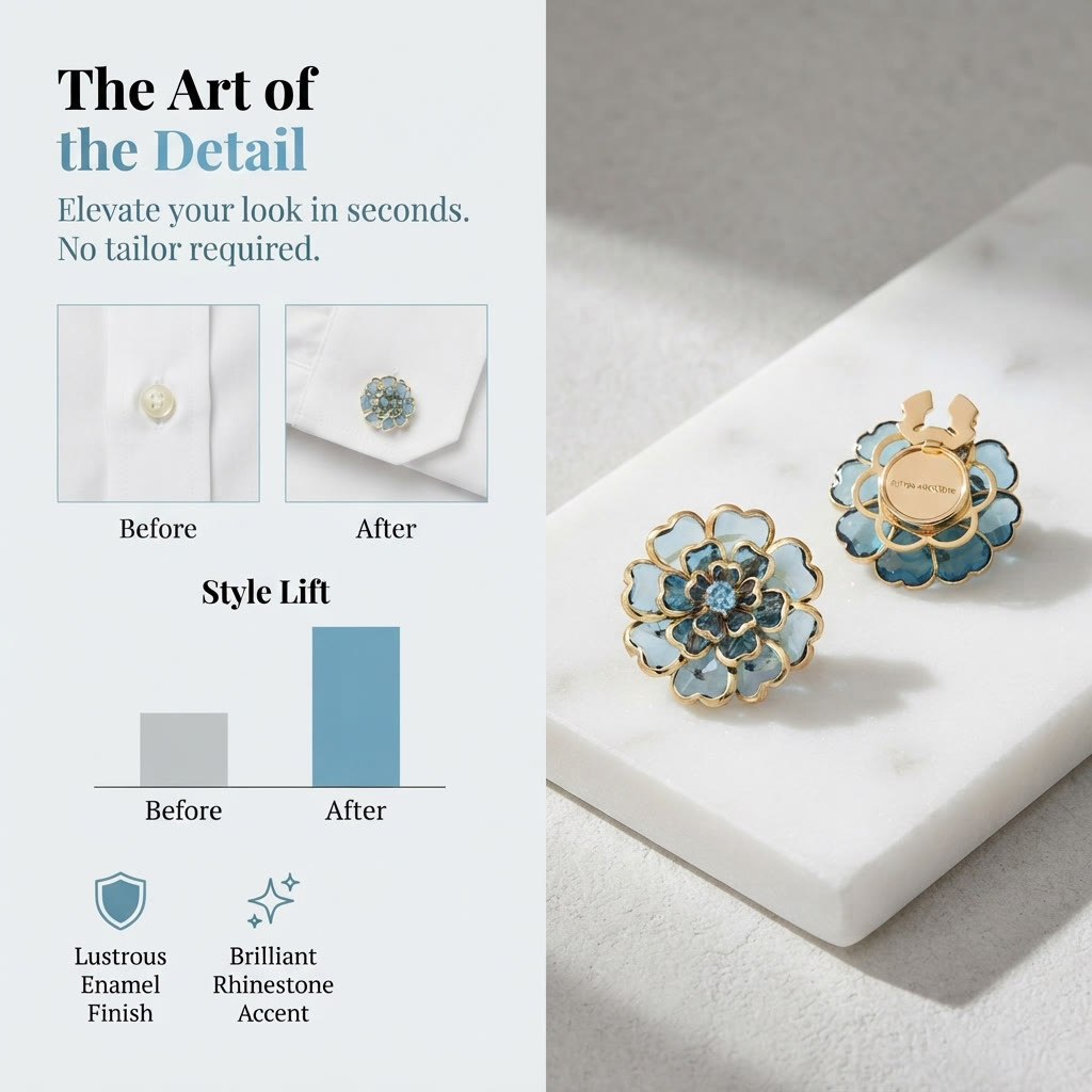 Exquisite Acrylic Camellia Button Cover | DIY Shirt Cuff & Collar Decor Accessories - image 4