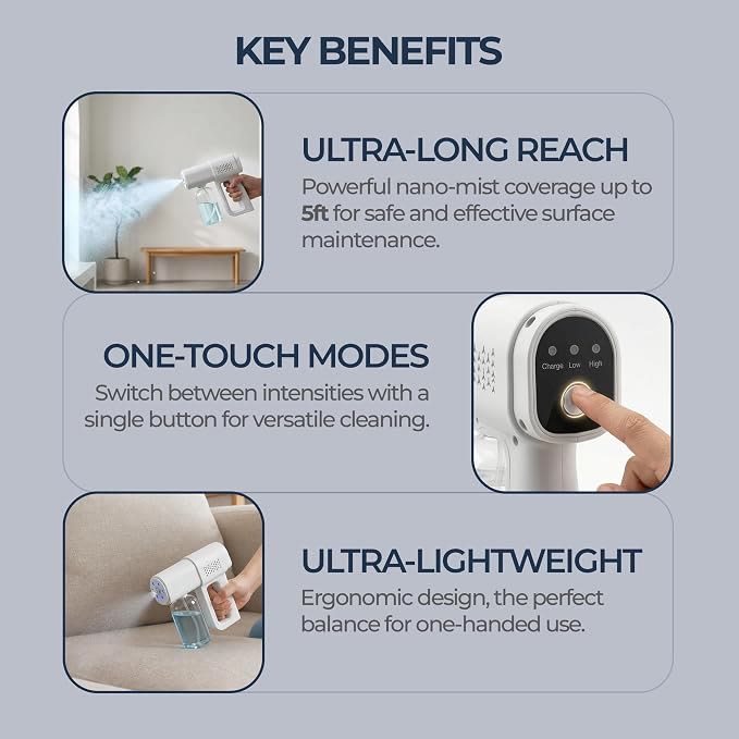 Portable Rechargeable Pet Nano Mist Disinfection Spray Gun Kit - Blue Light Disinfect Fogger - image 6