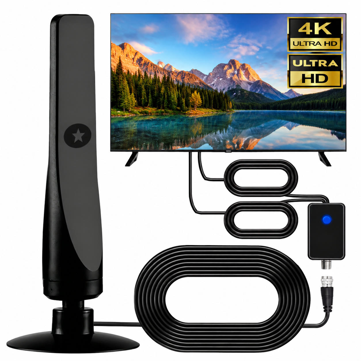 Digital TV Antenna for Smart TV Indoor with Amplifier Signal Booster🔥Free OTA Local Channels | Full HD | Built-In Amplifier Boos - Black - 2pcs🔥 - image 1