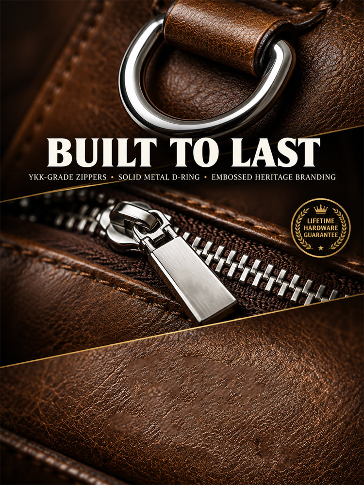 Full-Grain Cowhide Crossbody Crushes Scratches & Rain!