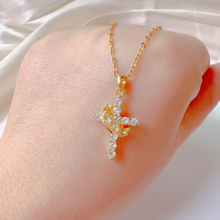 Faith Zircon Crown & Cross Necklace - image 5