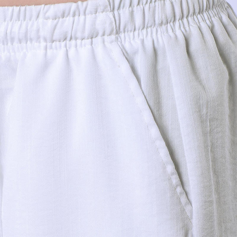 Men's Vacation Solid Drawstring Tie Pocket Straight Leg Trousers - image 10
