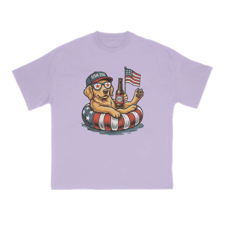 Vintage Patriotic Dog Graphic Crewneck T Shirt - Purple - US16-18(2XL) - image 6