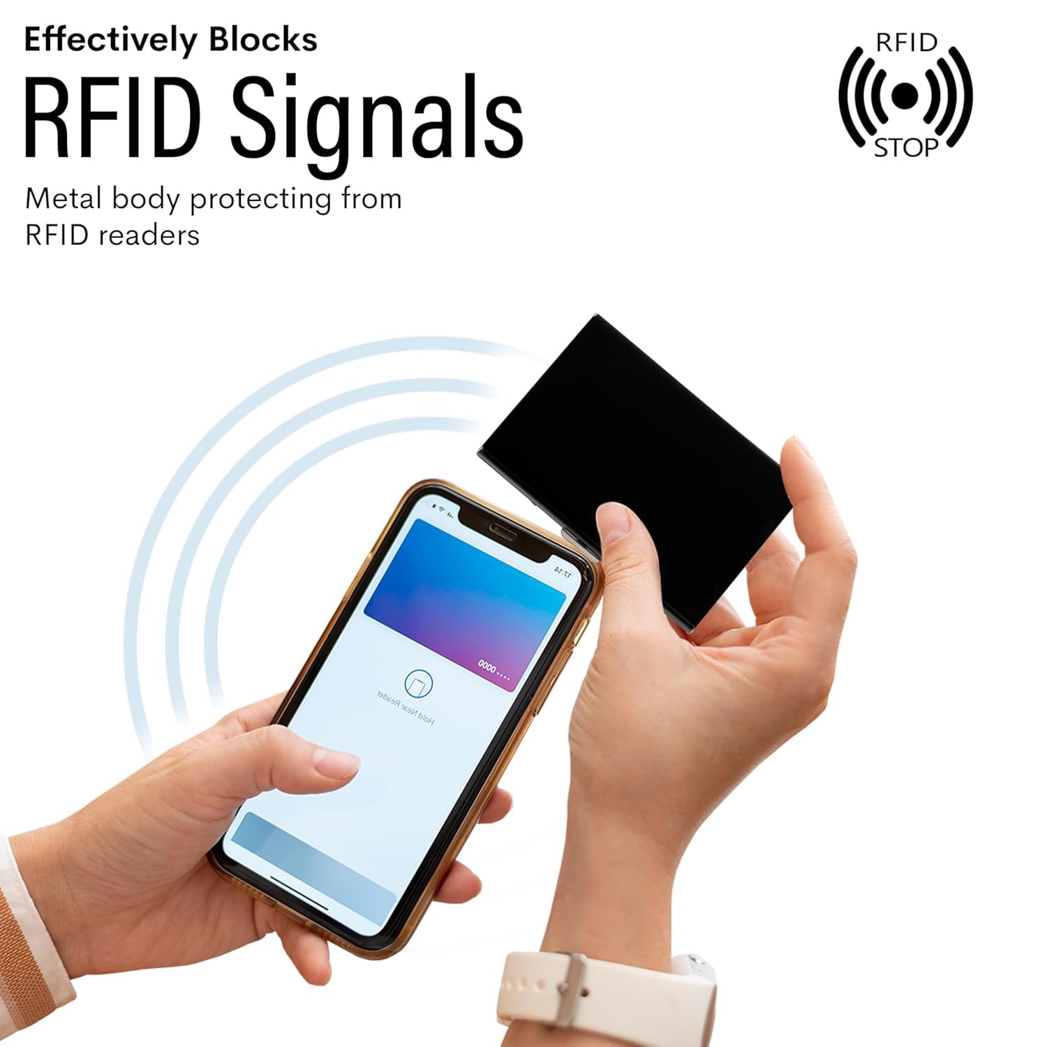 RFID Blocking Stainless Steel Card Holder, Slim Portable Anti‑Theft Metal Credit Card Cas