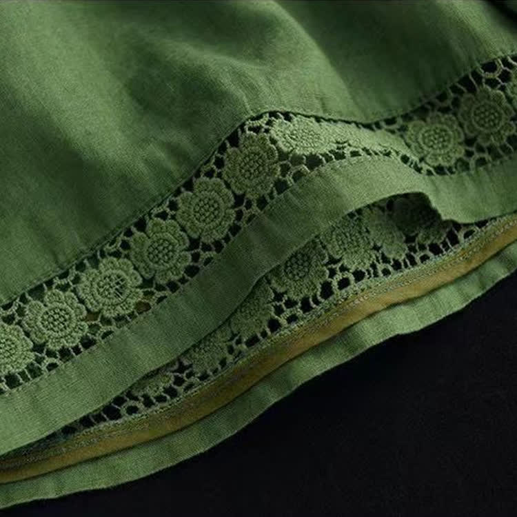 Cozy Solid Texture Lace Splicing Large Pockets Short Pants  - image 12