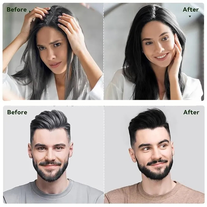 Black Hair Dye Shampoo - Natural Nutrition for Gray Hair Coverage
