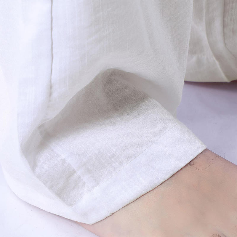 Men's Vacation Solid Drawstring Tie Pocket Straight Leg Trousers - image 9