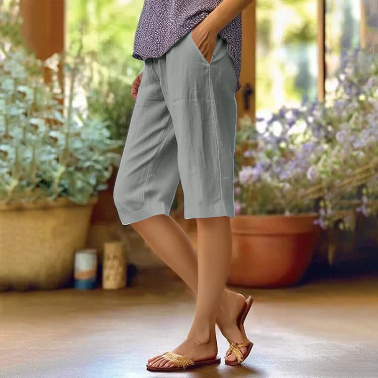 Cozy Solid Pocket Mid Short Pants  - Light Gray - 2XL - image 11