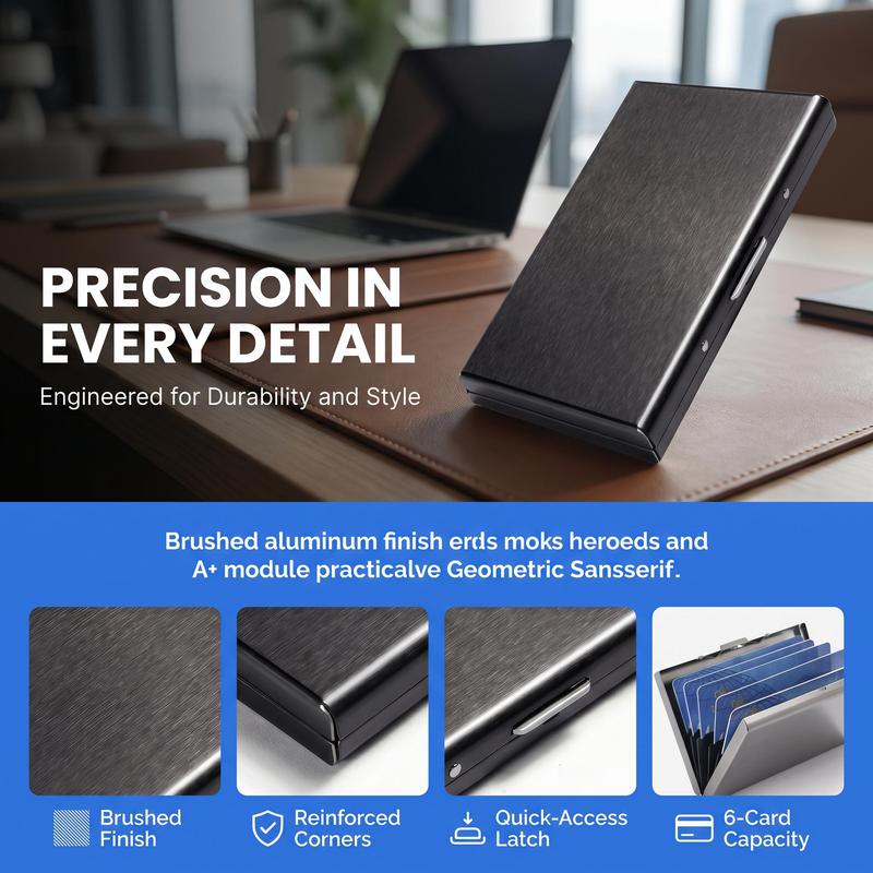RFID Blocking Stainless Steel Card Holder, Slim Portable Anti‑Theft Metal Credit Card Cas