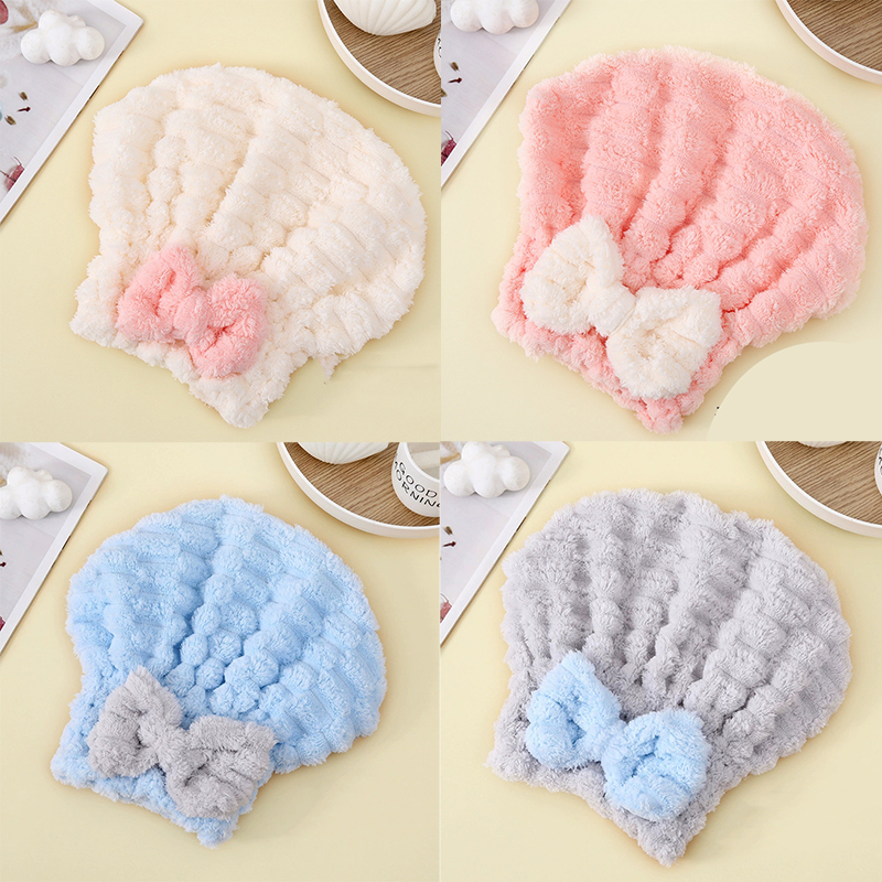 Super Absorbent Hair Towel Wrap for Wet Hair,Microfiber Hair Drying with Caps Bow Design - Cloud 4PCS - image 16