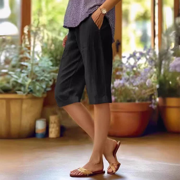 Cozy Solid Pocket Mid Short Pants  - Black - 2XL - image 4