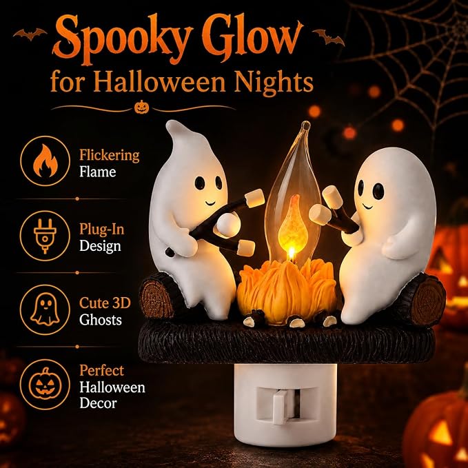 Halloween Ghost Spooky Campfire Flickering Nightlight