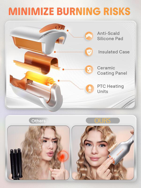Wavy hair curler   50 Million Ions   10 Min Quick Wave   Less Damage   Smart Timer Adjustable Temps  Easy To Use - image 9