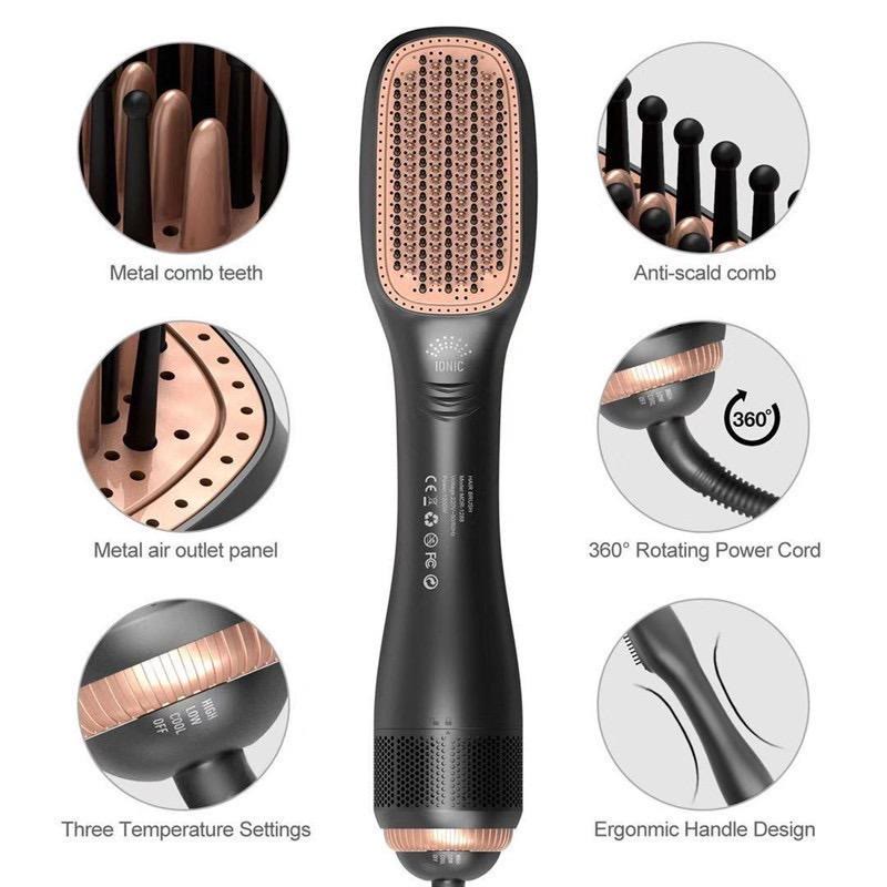 3-in-1 Hot Air Brush, Hair Dryer & Styler for Curling, Straightening and Volumizing - Black - image 6