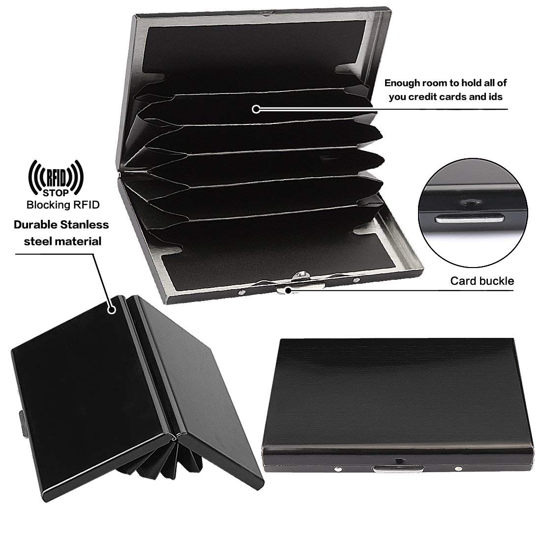 RFID Blocking Stainless Steel Card Holder, Slim Portable Anti‑Theft Metal Credit Card Cas
