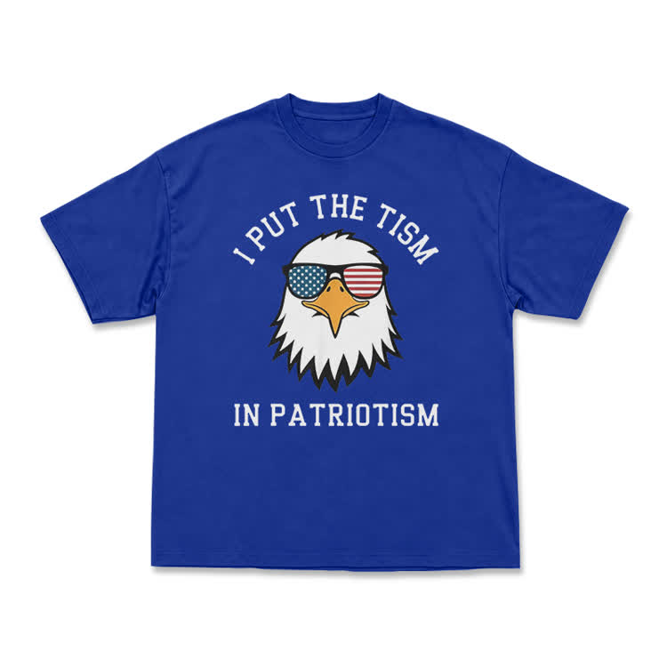 Casual I Put the Tism in Patriotism Eagle Graphic T-Shirt - Blue - US16-18(2XL) - image 12