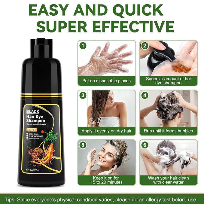 Black Hair Dye Shampoo - Natural Nutrition for Gray Hair Coverage - image 9