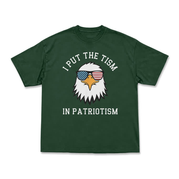 Casual I Put the Tism in Patriotism Eagle Graphic T-Shirt - Green - US16-18(2XL) - image 14