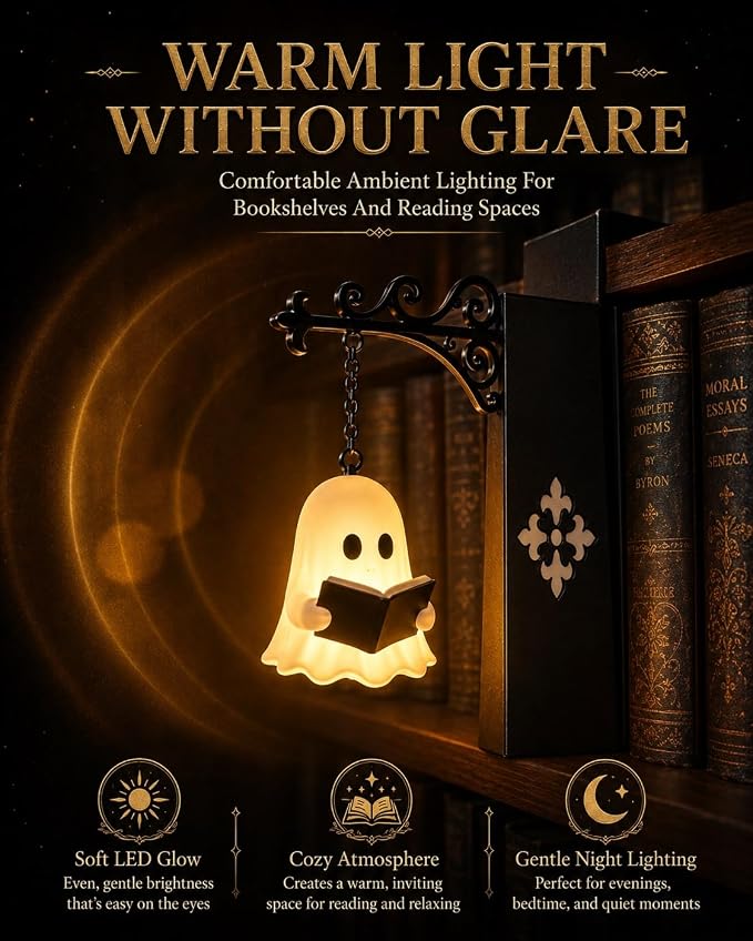 Halloween Spooky Ghost Library Shelf Light