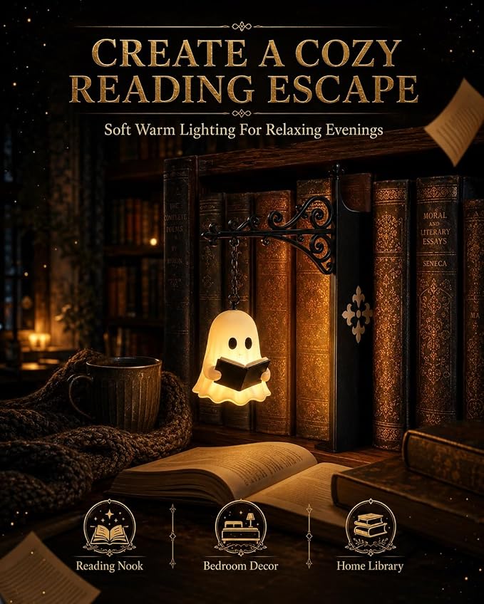 Halloween Spooky Ghost Library Shelf Light