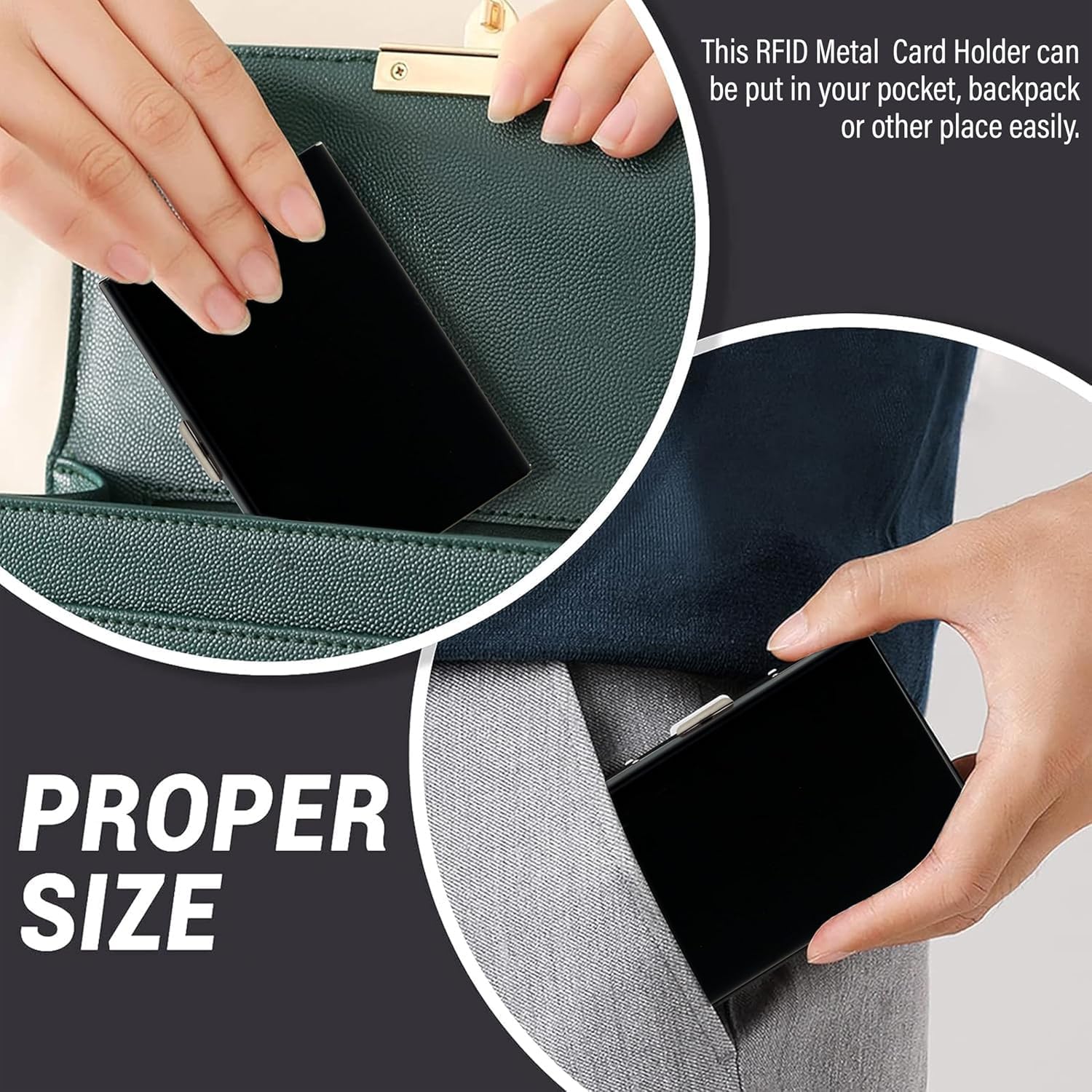 RFID Blocking Stainless Steel Card Holder, Slim Portable Anti‑Theft Metal Credit Card Cas