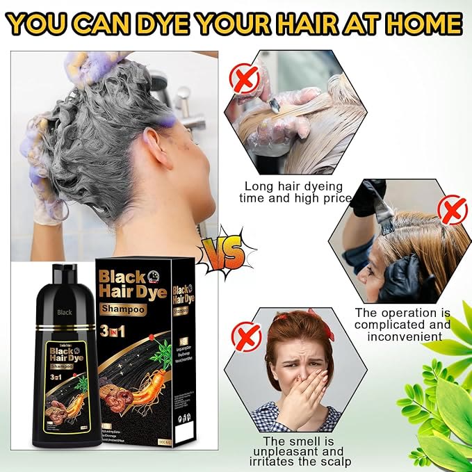 Black Hair Dye Shampoo - Natural Nutrition for Gray Hair Coverage - image 7