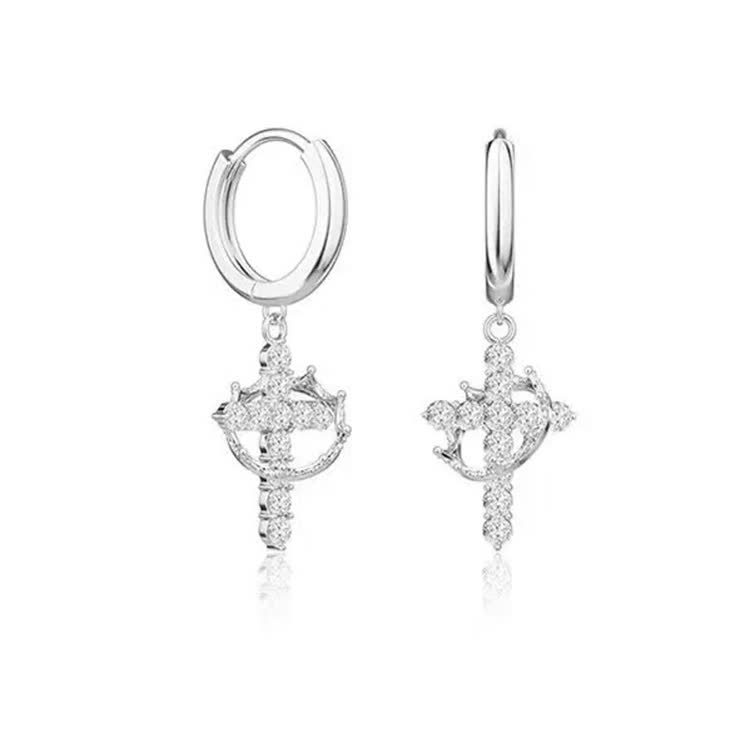 Faith Zircon Crown & Cross Earring - image 4