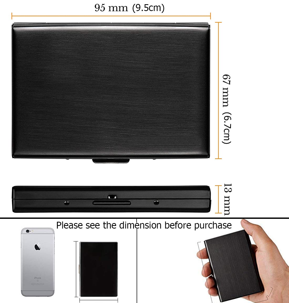 RFID Blocking Stainless Steel Card Holder, Slim Portable Anti‑Theft Metal Credit Card Cas