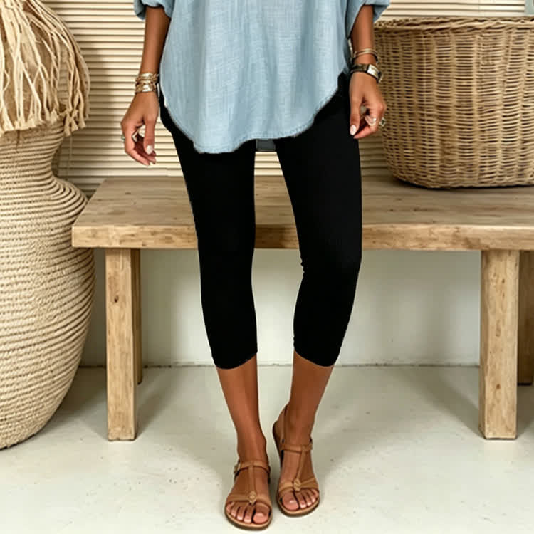 Cozy Solid Capri Leggings - image 12