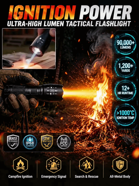 【Ultra Bright Sky Cannon】 High Power Zoomable White Laser Flashlight-20,000 lumens, hyper-focused beam