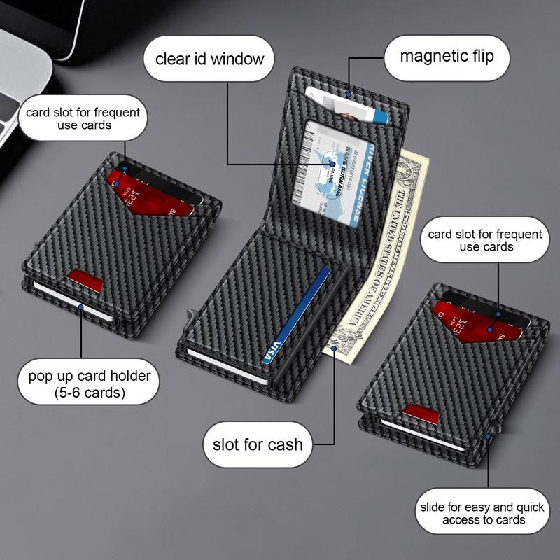 Men's Minimalist Bifold Wallet - Pop-Up Card Holder, Money Clip - image 6