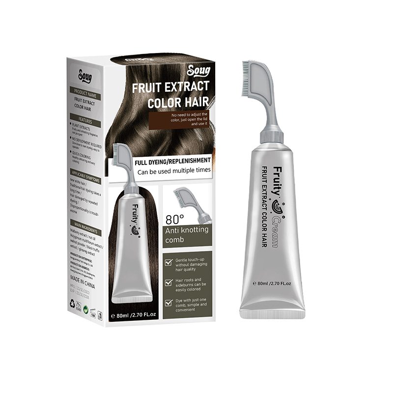 Natural Plants Fruit Gentle Staining Hair Dye Cream（comb Included） - Chestnut - 3PCS - image 13