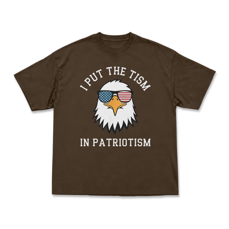 Casual I Put the Tism in Patriotism Eagle Graphic T-Shirt - Coffee - US16-18(2XL) - image 13