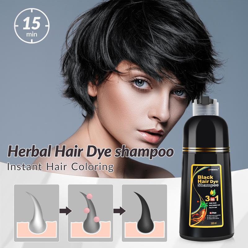 3-in-1 Multicolor Instant Hair Dye Shampoo, Herbal Ammonia-Free Semi-Permanent No Bleach Hair Coloring for Gray Coverage