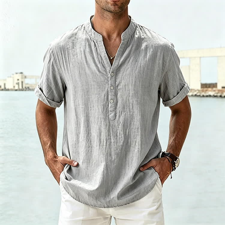 Cozy Fit Solid Short-sleeve Henley Shirt - image 16