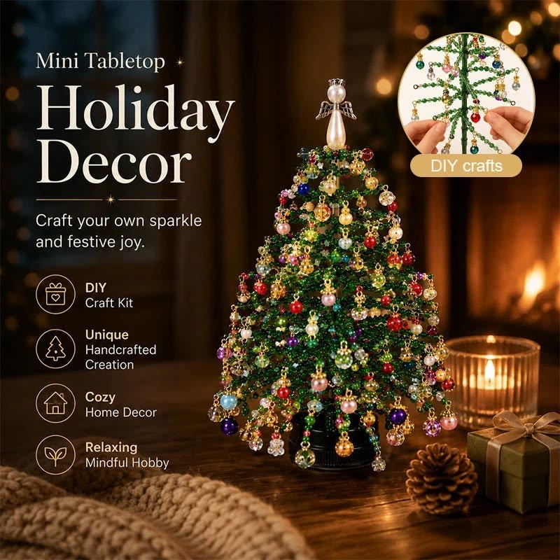 DIY Beaded Christmas Tree Kit Mini Tabletop Holiday Decor