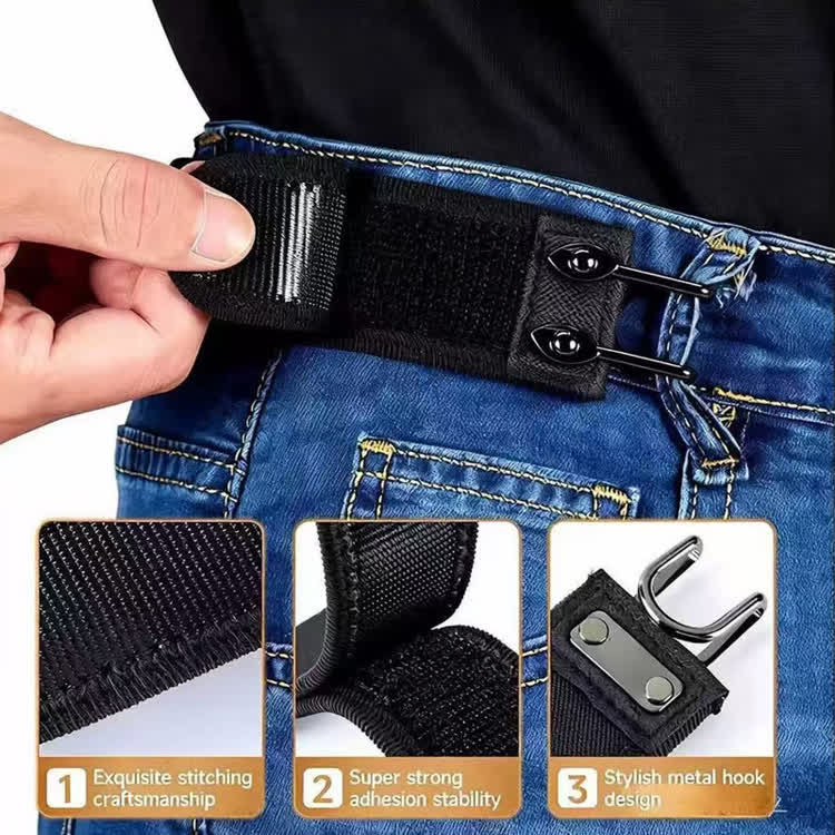 Tactical Metal Hook Elastic Belt Buckle-less Invisible Waist Belt Closure - image 4