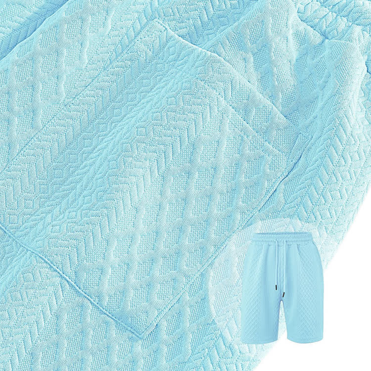 Solid texture Short-sleeve Polo Shirt & Shorts 2-piece Set - image 22