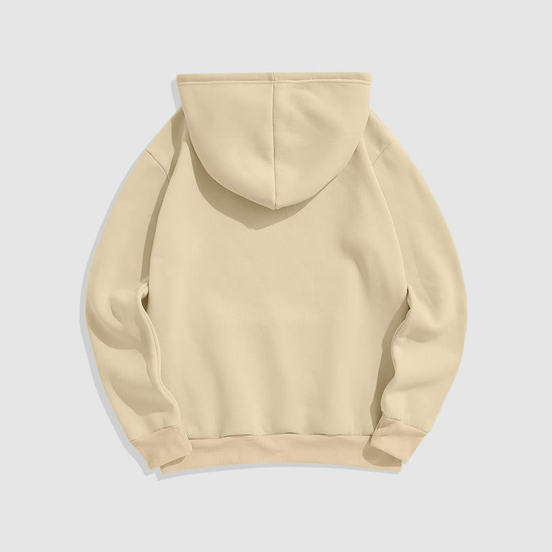 100% Cotton Solid Color Hooded Drawstring Casual Fleece Hoodie - image 9