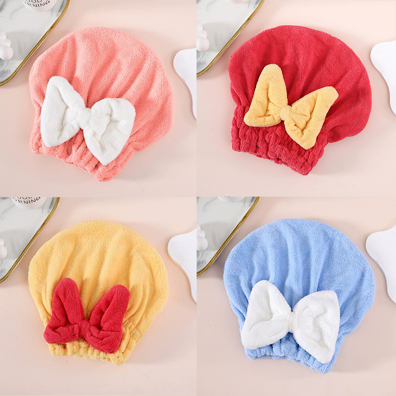 Super Absorbent Hair Towel Wrap for Wet Hair,Microfiber Hair Drying with Caps Bow Design - Brogue 4PCS - image 15
