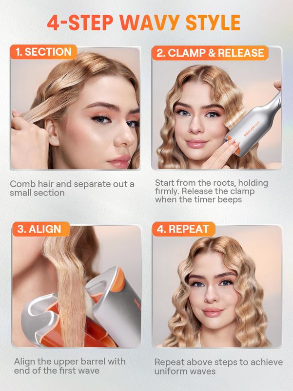 Wavy hair curler   50 Million Ions   10 Min Quick Wave   Less Damage   Smart Timer Adjustable Temps  Easy To Use - image 5
