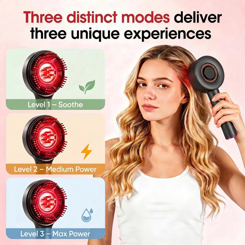 630nm Red Light Silicone Comb Scalp Massager for Hair Growth  - image 7